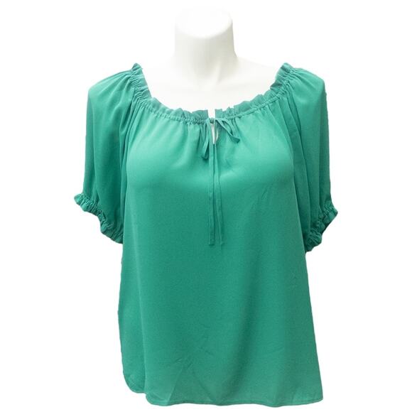 Loft Off The Shoulder Green Top Blouse Women's XL - Picture 1 of 4